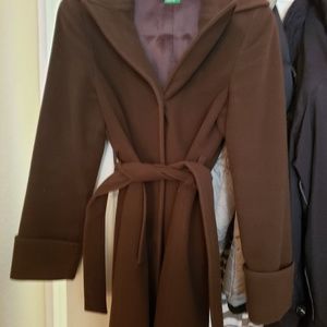 Italian Wool brown coat lined with belt